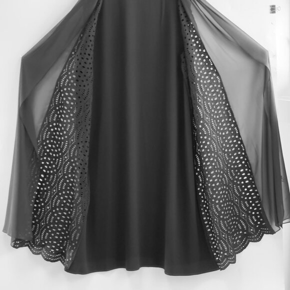 NEW Black Needle Lace LONG VEST with Chiffon Back, US XL, 46 - Picture 6 of 13